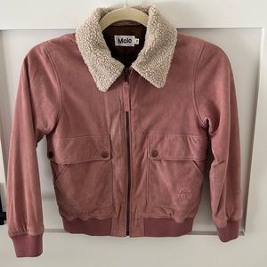 Molo Girl's Kids Pink Hester Suede Bomber Jacket EU Size 128/ US Size 8